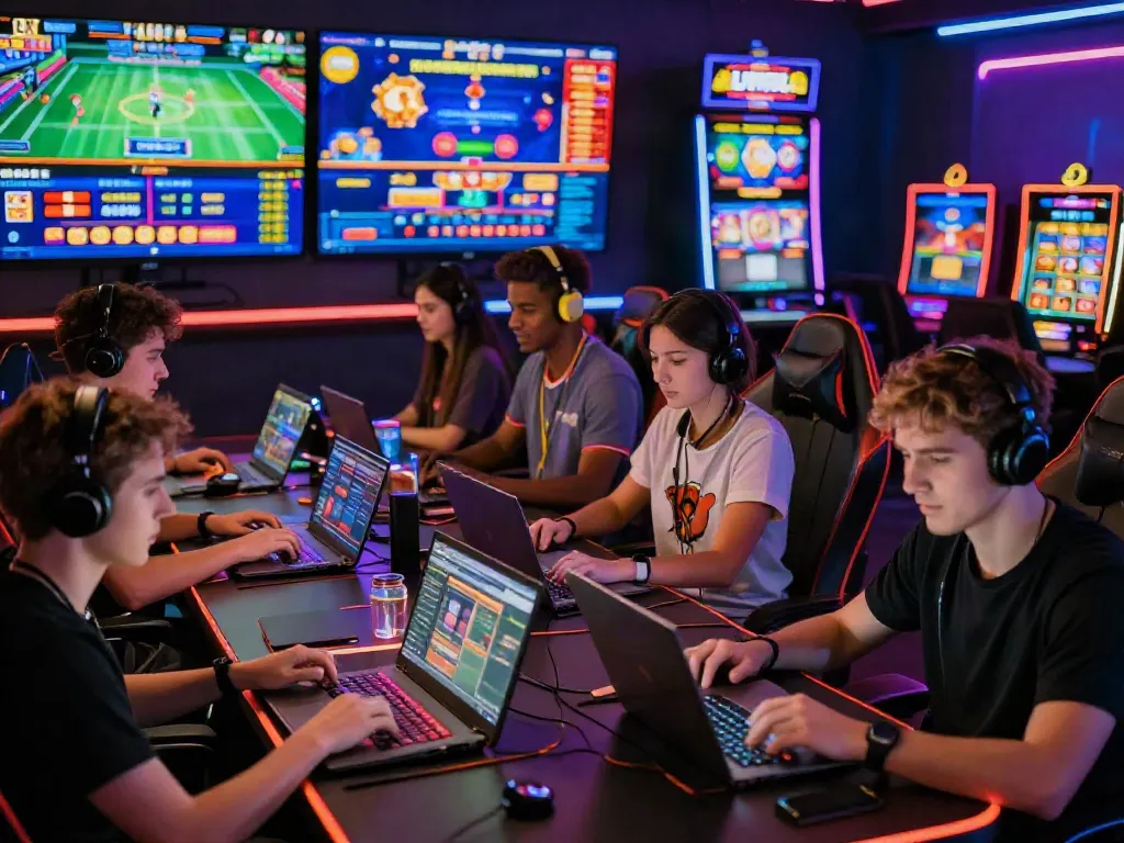 Dynamic online gaming scene with players engaged in net88 activities, showcasing excitement and competitive spirit.