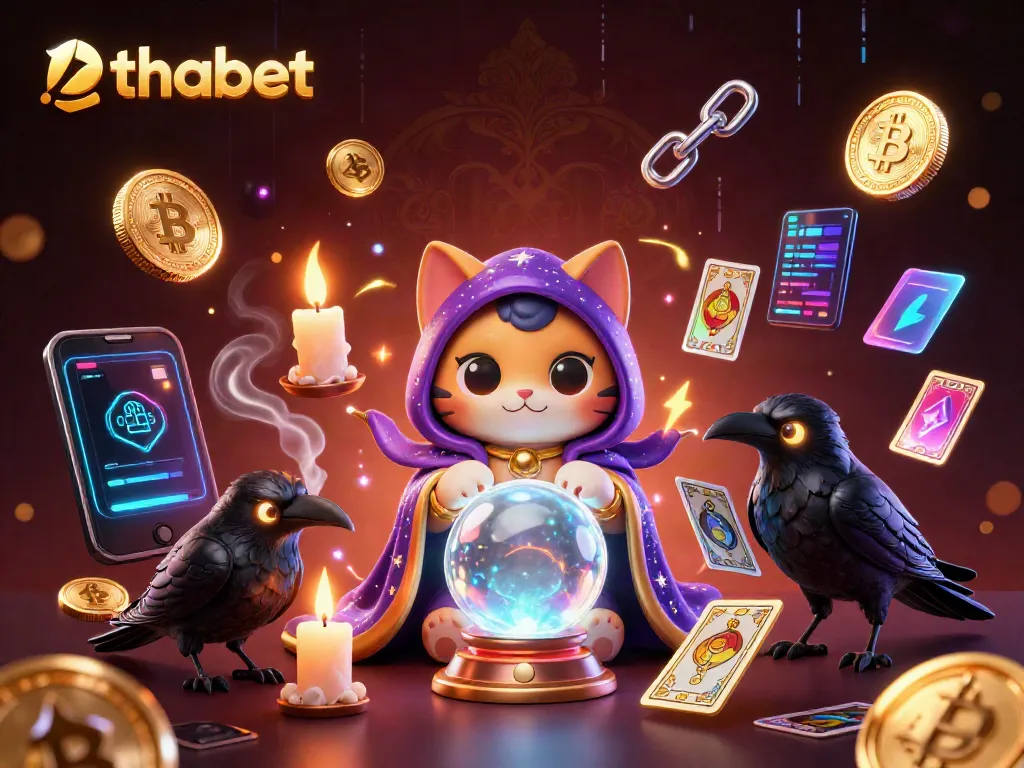 Bet on thabet with engaging 3D cat and raven characters in a vibrant casino scene.