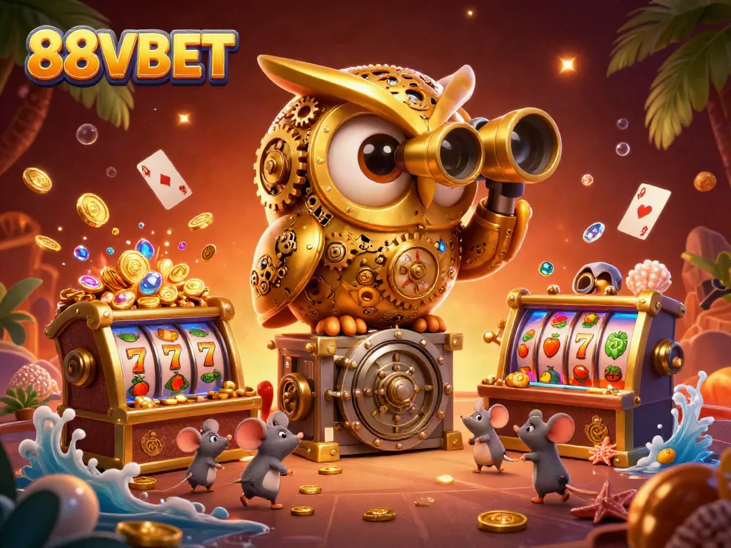Experience the excitement of 88VBET with captivating casino characters and treasures in a dynamic 3D scene.