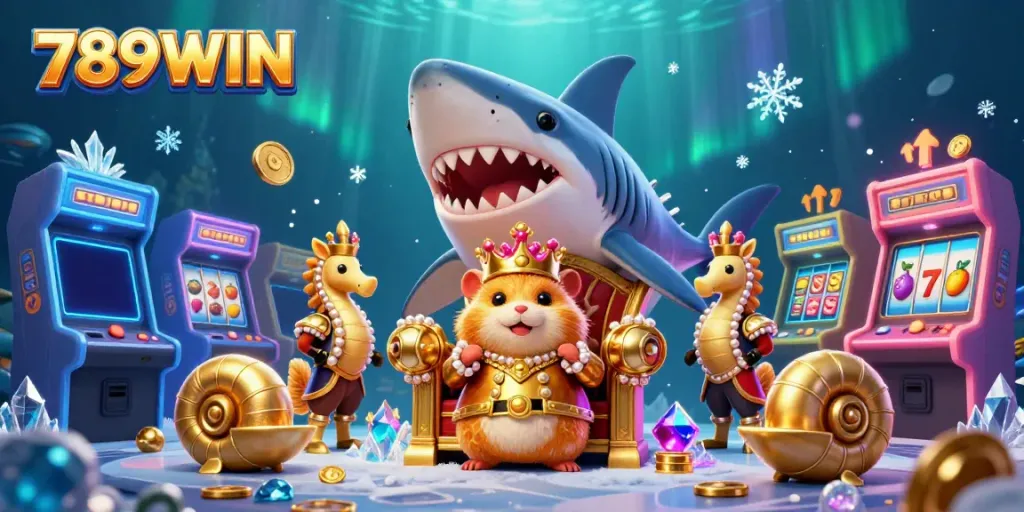 Experience the excitement of 789WIN as a hamster king navigates a vibrant casino realm filled with games and treasures.