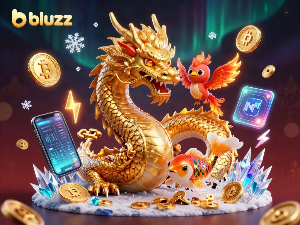 Bermain bluzz dengan detail 3D menakjubkan, menampilkan naga Cina emas dan efek koin yang berkilau.