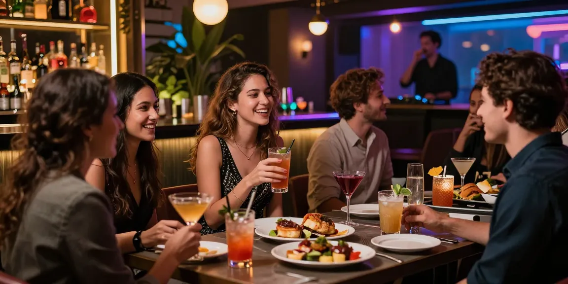 Khung cảnh sống động buổi tối tại quán bar, bạn trẻ vui vẻ tận hưởng đêm cùng gái gọi