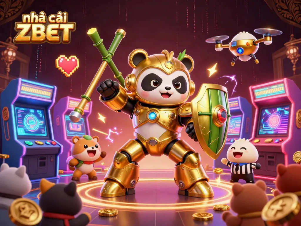 Experience exhilarating gambling action with nhà cái ZBET in this vibrant arena scene filled with exciting gaming elements.