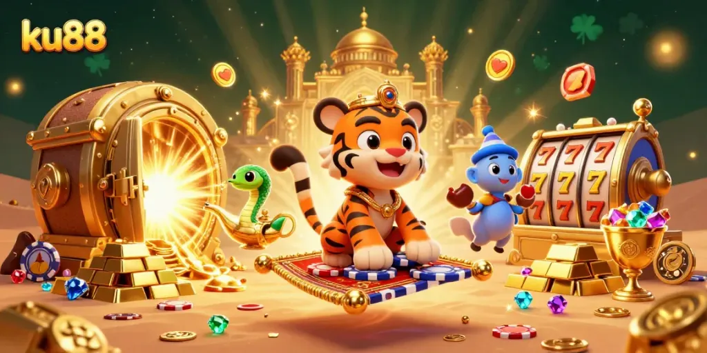 ku88 captivates players with lavish casino games and vibrant treasures in a magical scene.