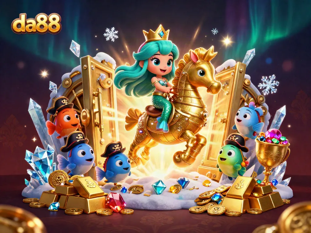 Experience thrilling adventures with da88 featuring vibrant mermaid and treasure illustrations.