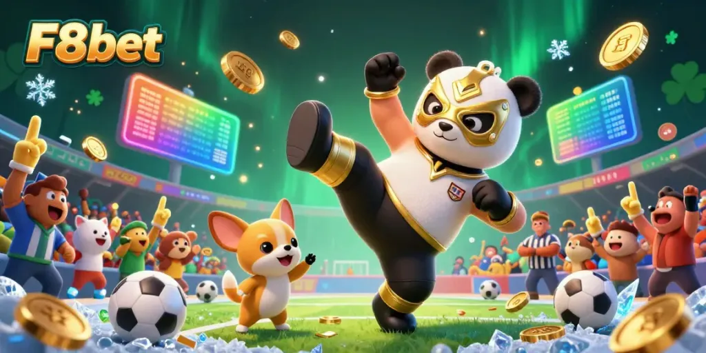 Experience thrilling sports betting action with F8bet in this vibrant 3D illustration.