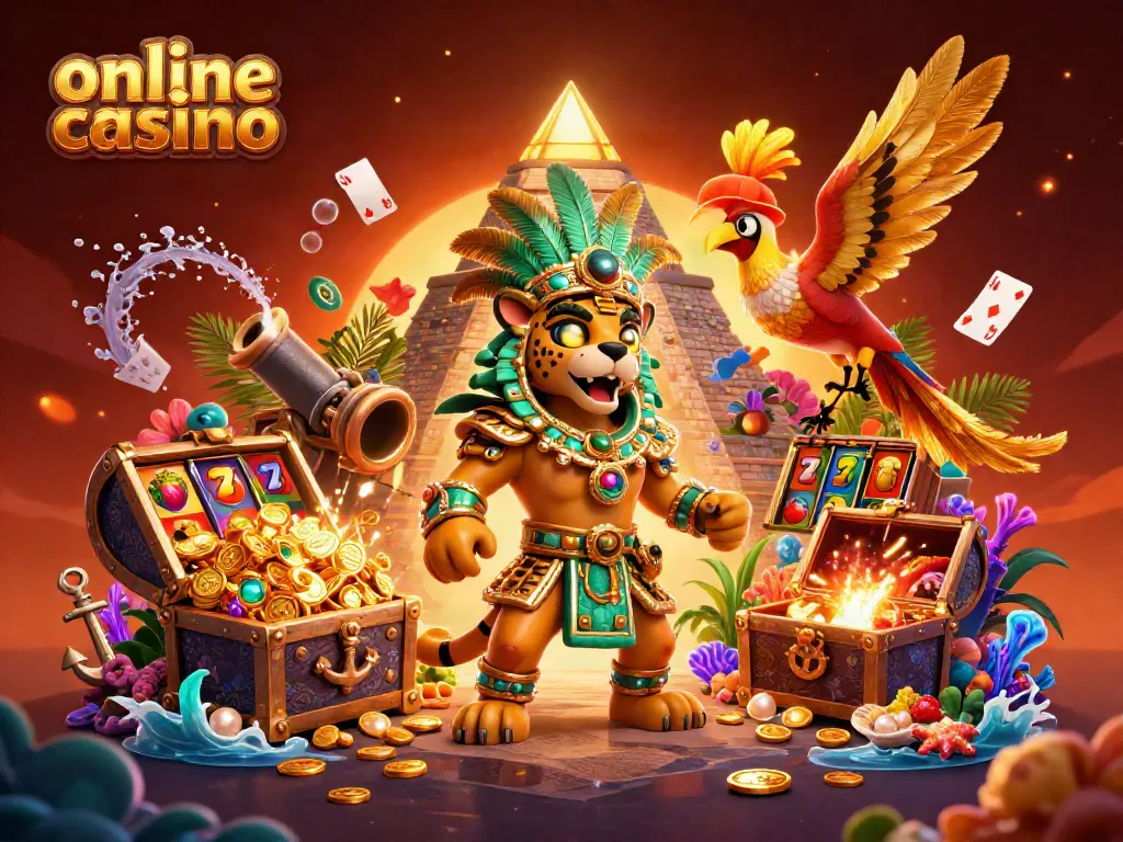 Experience the thrill of online casino gaming with dynamic characters and vibrant elements.