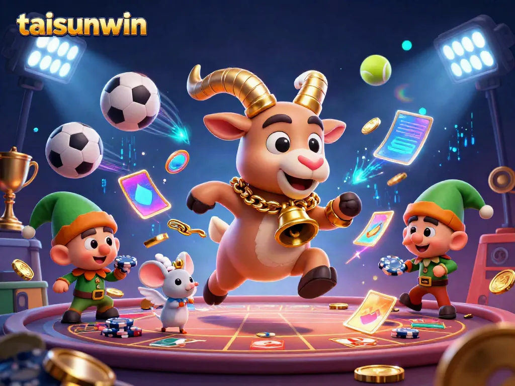 Experience the thrilling action of taisunwin casino with festive characters and dynamic sports elements.