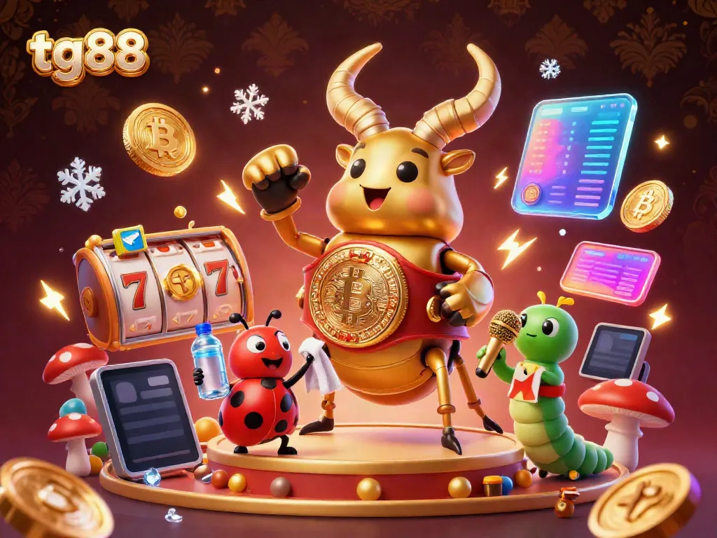 Engage in thrilling games at tg88 with vibrant 3D illustrations showcasing exciting slots and jackpots.
