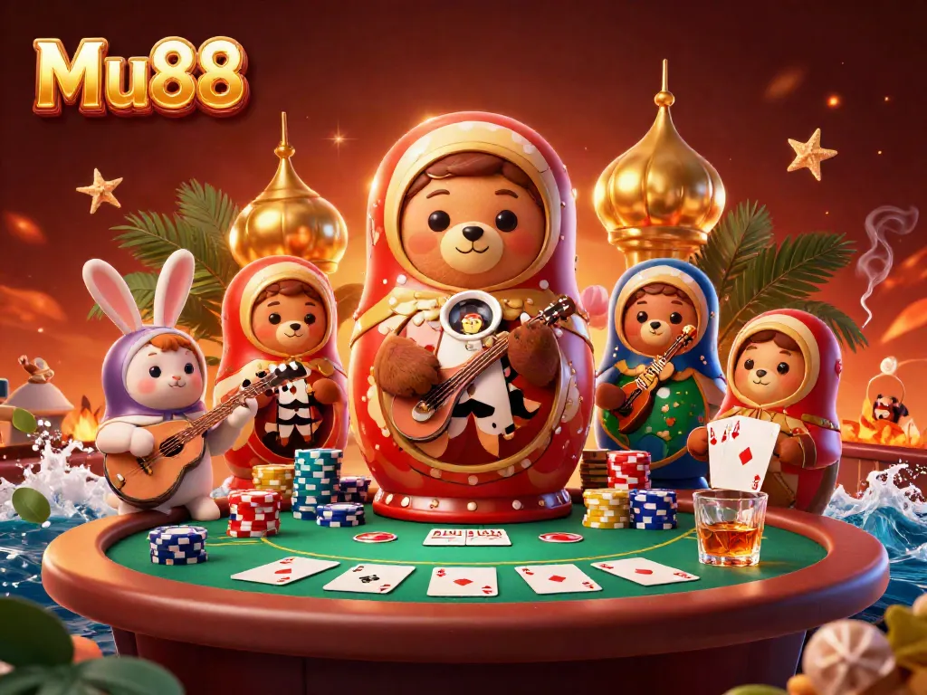 Experience the excitement of Mu88 with dynamic 3D characters and engaging casino elements in a vivid scene.