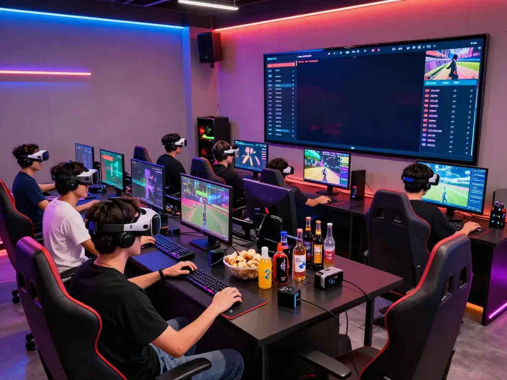 Men enjoying engaging multiplayer gaming at https://manclub1.jp.net/ with vibrant ambiance and tech.