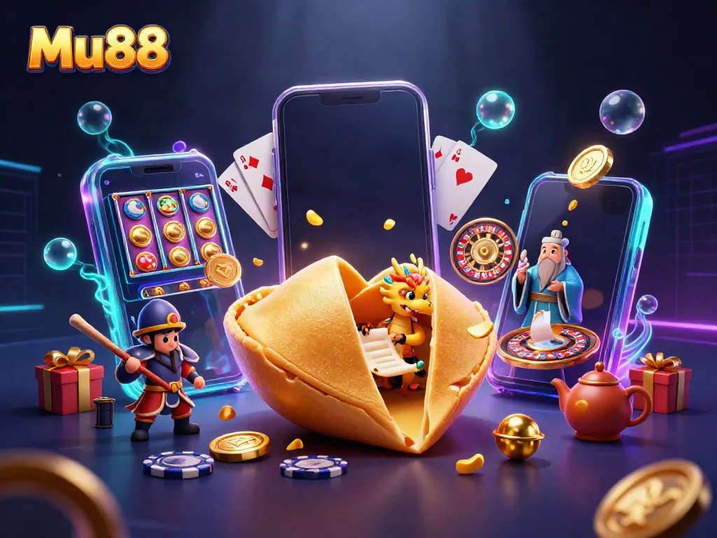 Experience excitement and fortune at Mu88, with vibrant casino-themed characters and game elements.