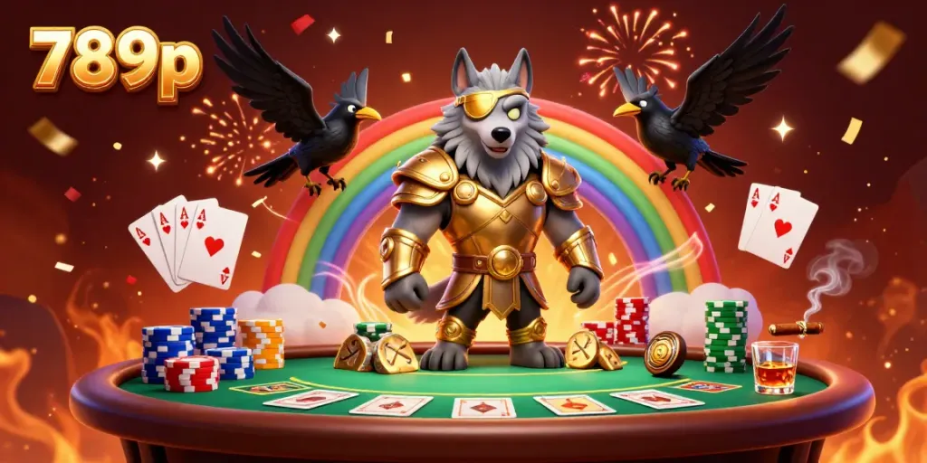 Engage with 789p's Norse-inspired casino scene filled with vibrant poker elements and glorious characters.