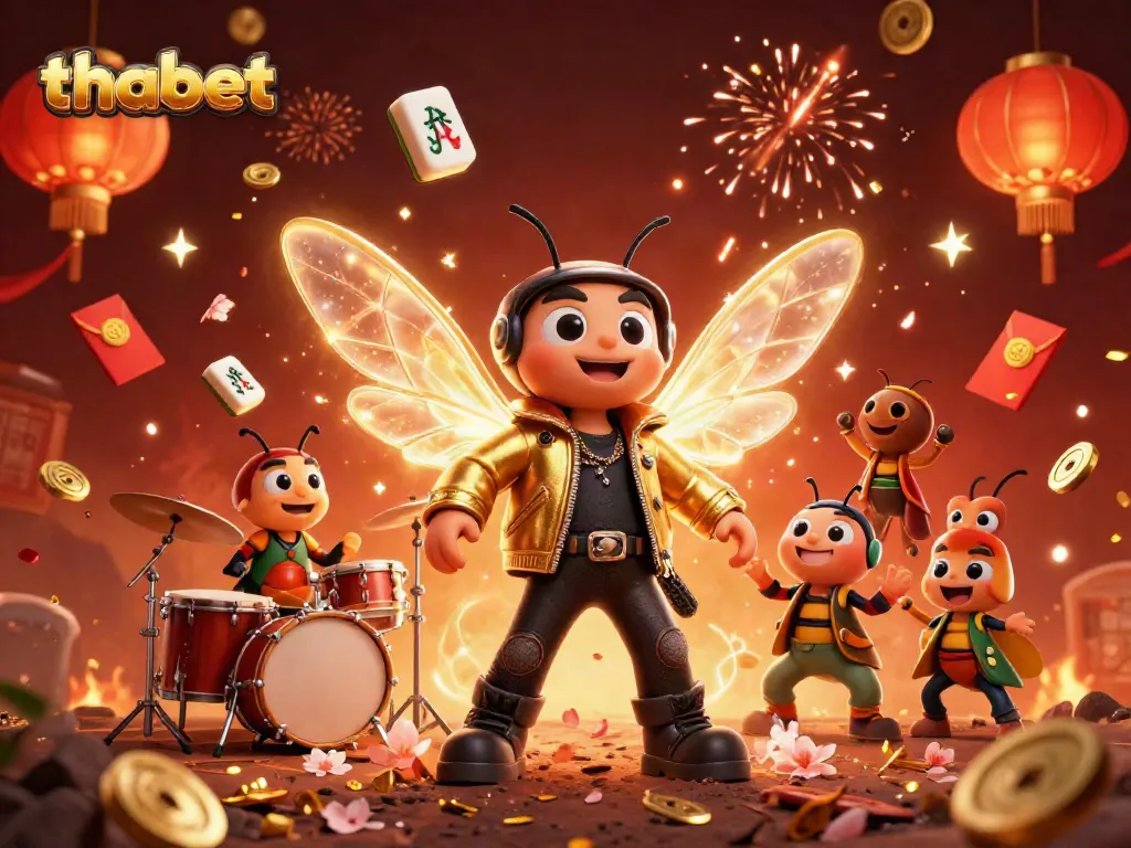 Celebrate with thabet's vibrant casino atmosphere featuring dynamic characters and colorful gaming elements.